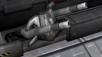 A view of dorsal M870 Rampart point defense gun on the Charon-class light frigate in Halo 3.
