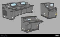 Concept art of computer consoles for Halo Infinite.