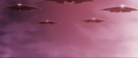 A squadron of Longswords bombing a city in Halo Legends: Origins.