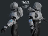 Render of profile views of the Orbital armor in Halo 4.