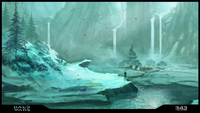 Halo Wars concept art for Harvest's surface, now in nuclear winter.
