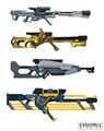 Concept art of miscellaneous rifles.