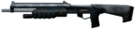 Profile view of the M90 Shotgun in Halo: Combat Evolved. Note the absence of a trigger.