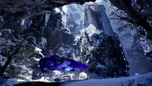 A Spirit in a snowy canyon in Halo: Campaign Evolved.