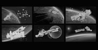 Concept art of various destroyed UNSC ships.