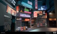 Concept art of holographic signage.