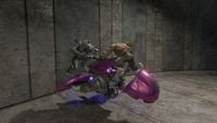 Arbiter Thel 'Vadamee boarding a Ghost in Halo 2: Anniversary.