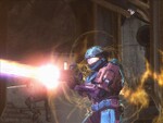 A different angle of a Spartan firing the Focus Rifle during the Halo: Reach Beta.