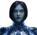 Cortana in 2558 with the Eld symbol on her chest.