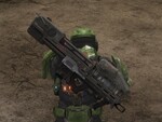 A Spartan Laser worn on the back of a SPARTAN-III as a secondary weapon in the Halo: Reach Beta.