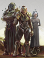 The Librarian (far right) in Halo Mythos.