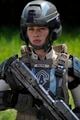 Cadet Chyler Silva wielding an MA5D assault rifle during training in Halo 4: Forward Unto Dawn.