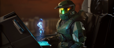 John-117 and Cortana in the cockpit of GA-TL1 Longsword K-12. Screenshot taken from Halo: Campaign Evolved campaign level The Maw.
