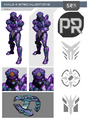 Specialization chart showing the Pioneer armor along with variant for Halo 4.
