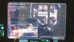 One of two viewscreens aboard the M313 Elephant on Sandtrap, showcasing a readout of the map environment.
