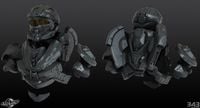 Three-dimensional models of the MJOLNIR (GEN2) Recon helmet and torso armor.