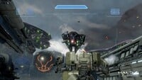 John-117 piloting a Mantis to fight off Covenant air forces.