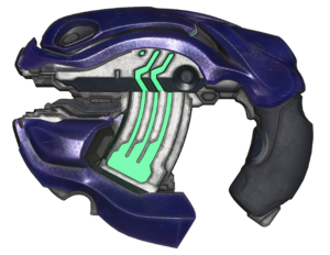 A transparent crop of the Rohakadu-pattern plasma pistol in-game model. Courtesy of User:BaconShelf.