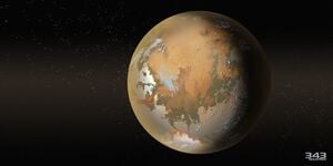 An illustration of Mars.