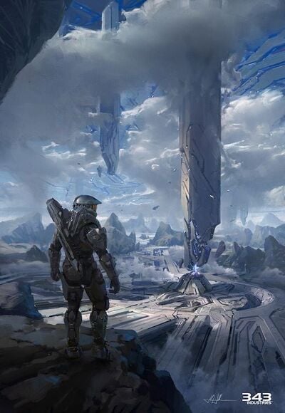 Full logoless cover art of Awakening: The Art of Halo 4.