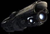 Detailed rear view of the UNSC Infinity's engines when ignited.
