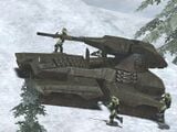 The Scorpion accompanied by a group of Spartan-IIs in Halo: Combat Evolved.