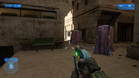 First-person view of the plasma pistol in Halo 2: Anniversary campaign.