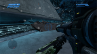 Holding the Rocket Launcher in first person, in Halo: CE Anniversary.