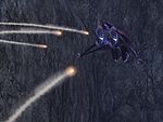 A Banshee being tracked by multiple missiles.