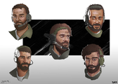 Concept art of Fernando's face and hair styles.