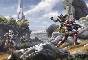 Artwork of Fireteam Apollo in training for Halo Legendary Crate #1.