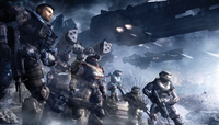 Artwork of Noble Team during the Fall of Reach for Halo: Reach.