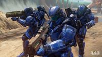 Four Spartans in Recruit armor in Halo 5: Guardians.