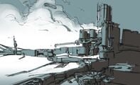 Concept art for a refinery on the planet.