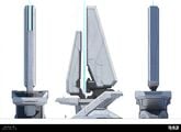 Concept art of beacon towers for Halo Infinite.