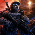 A Spartan-II in Gray Team using a BR55 during the Battle of the Rubble in Halo: The Cole Protocol.
