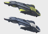 Concept art of different color schemes of the NMPD's Pelican dropships.