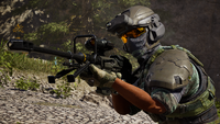 A marine wielding an SRS99C in combat.