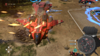 The G77S in Halo Wars 2 firing its ANVIL missiles.