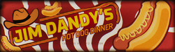 Vending machine label for Jim Dandy's Hot Dog Dinner.