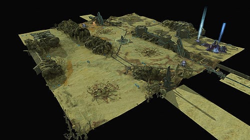 A 3D overhead of the Halo Wars map, Barremns.
