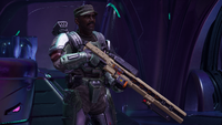 Avery Johnson with his M99 Stanchion lowered in Halo: Campaign Evolved.