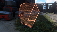 A Banished portable shield at Outpost Tremonius.