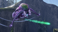 An Irdnekt-pattern Banshee fires its fuel rod cannon in Halo 3.