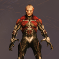 A screenshot of the Ur-Didact taken using a Theater trick, showcasing his combat skin's bodysuit.