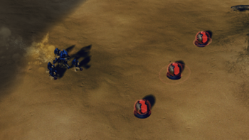 Three plasma mines from Halo Wars 2.