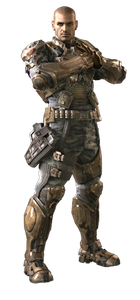 A render of John Forge used for his leader portrait in the menu.