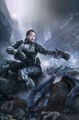 Sarah Palmer in combat as an ODST on the cover of Halo: Initiation Issue 1.