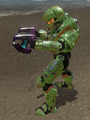 A Spartan dual-wielding plasma pistols in Halo 2: Anniversary multiplayer.
