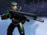 The Master Chief holding a shotgun.